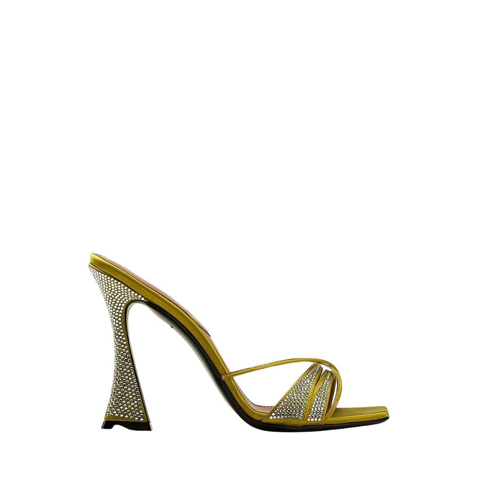 Lust 100 mules - Mustard yellow satin