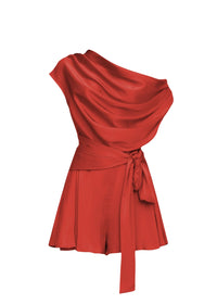 Edah satin jumpsuit - Red Coral