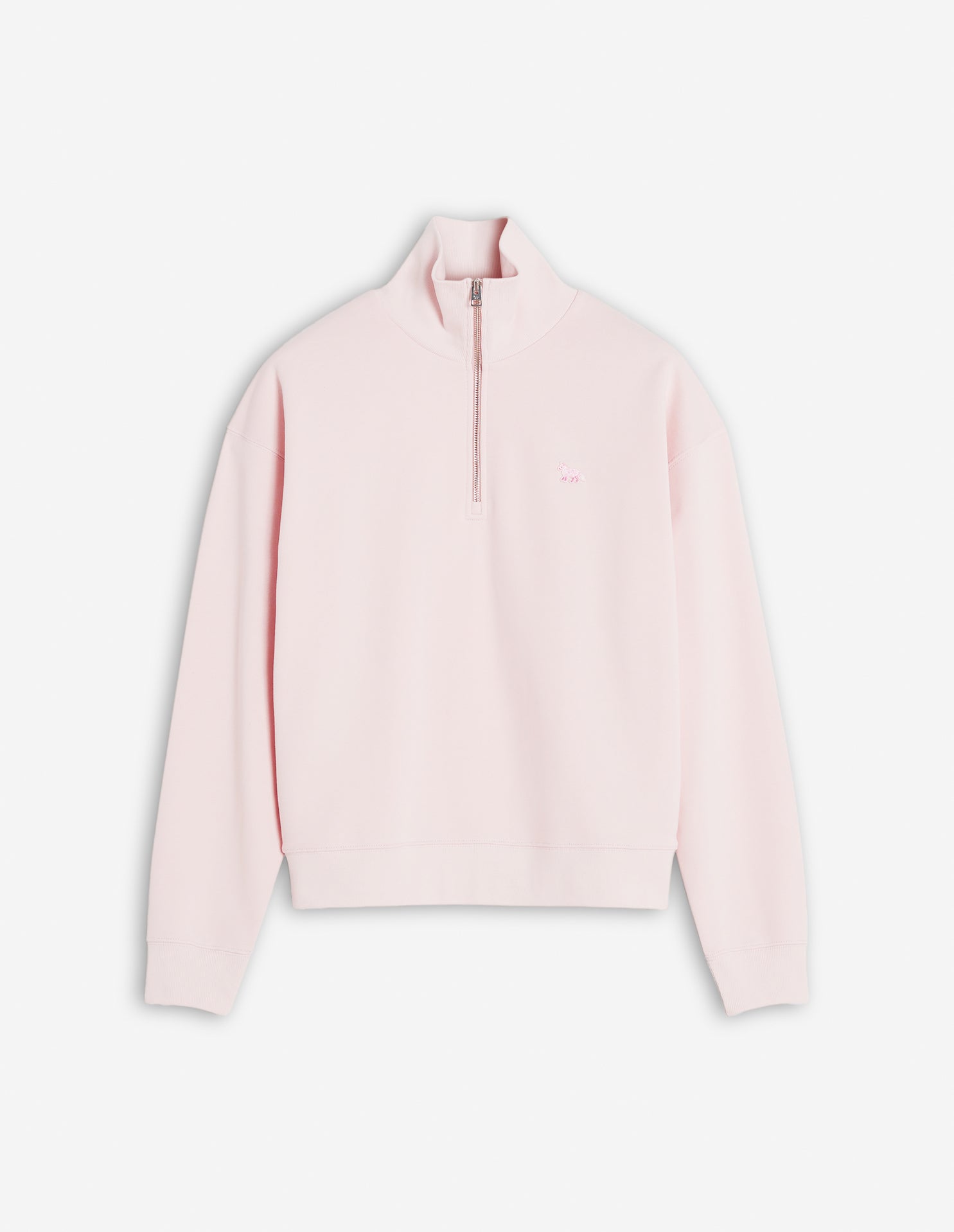 Baby Fox Patch Half Zip Sweatshirt - Rosewater