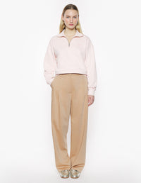 Baby Fox Patch Half Zip Sweatshirt - Rosewater