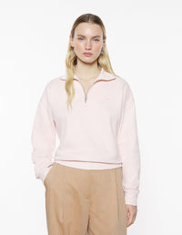 Baby Fox Patch Half Zip Sweatshirt - Rosewater