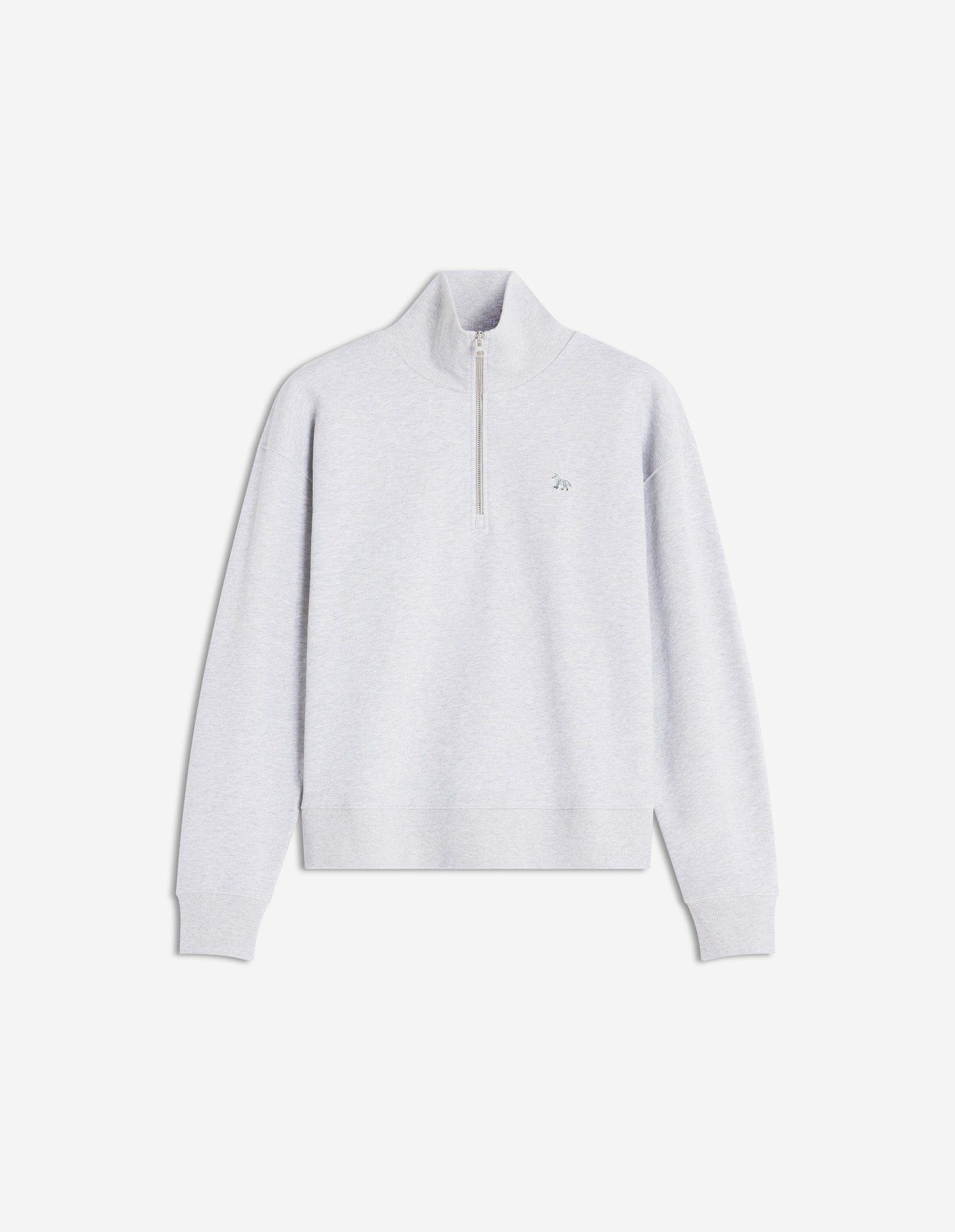 Baby Fox Half Zip Sweatshirt - Light Grey Melange