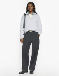 Baby Fox Half Zip Sweatshirt - Light Grey Melange