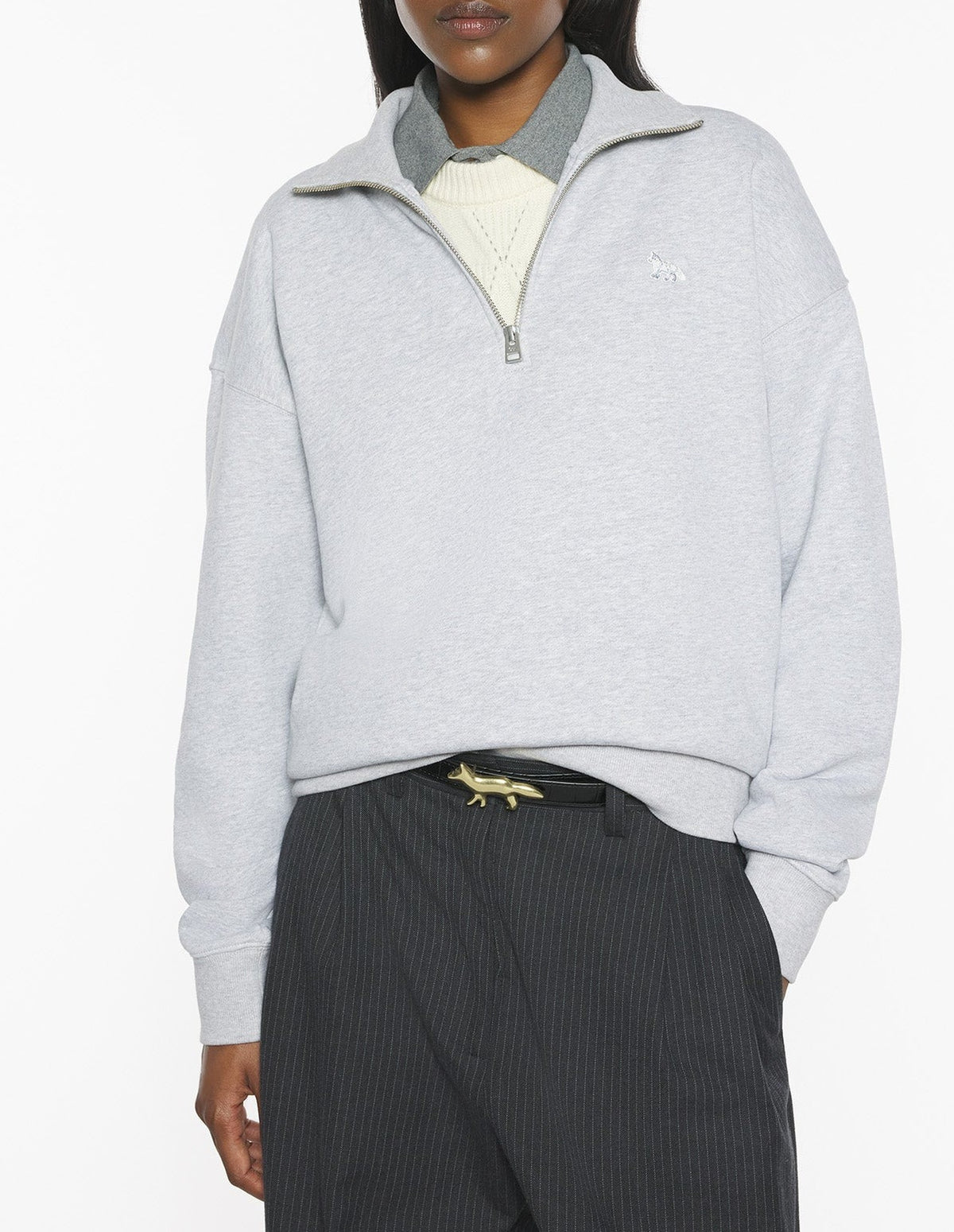 Pull à col zippé Baby Fox - Light Grey