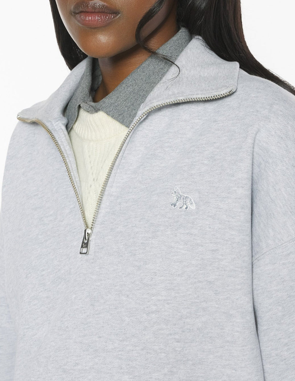 Pull à col zippé Baby Fox - Light Grey