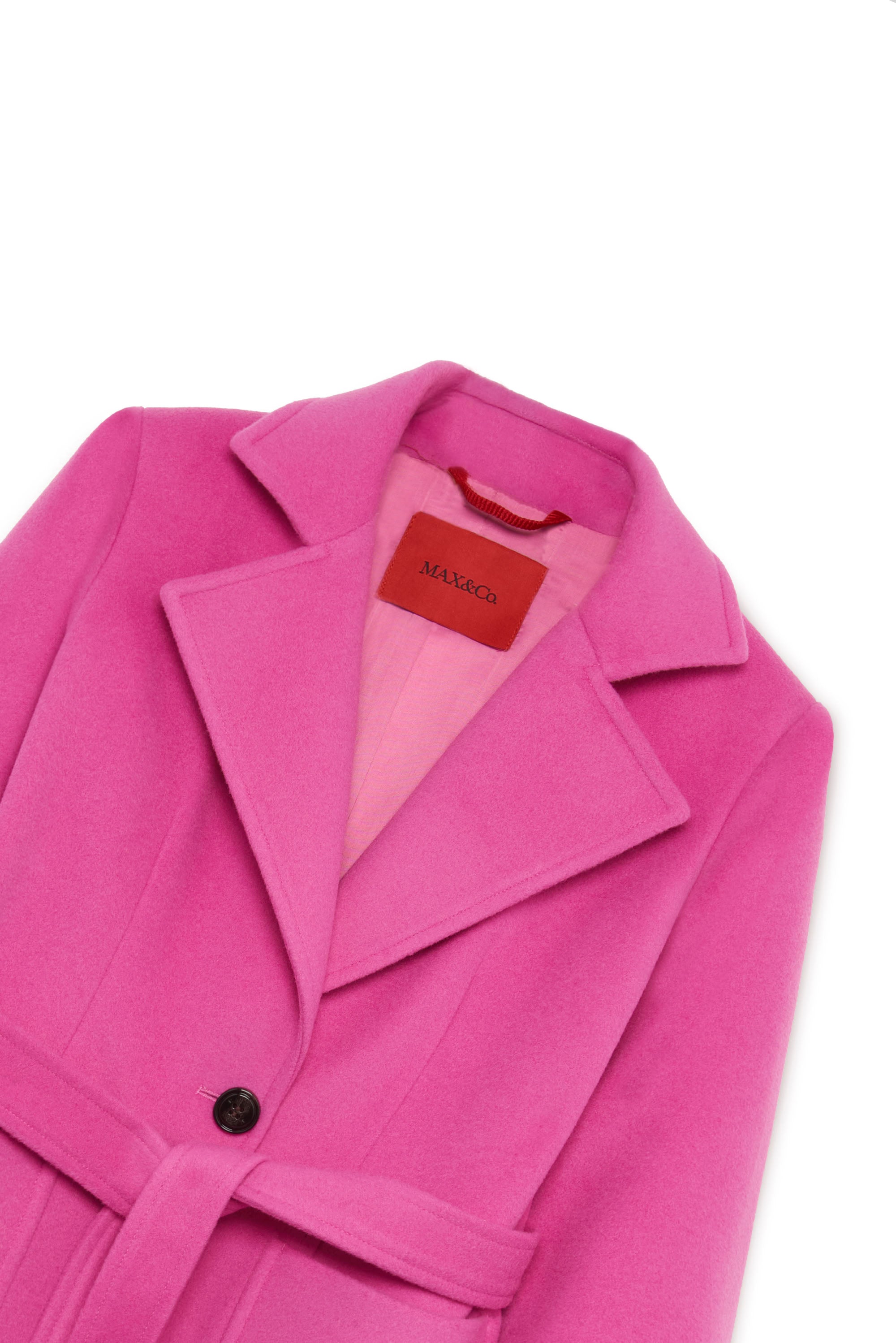 Coat with wool belt - Super Pink