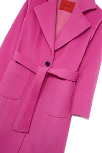 Coat with wool belt - Super Pink