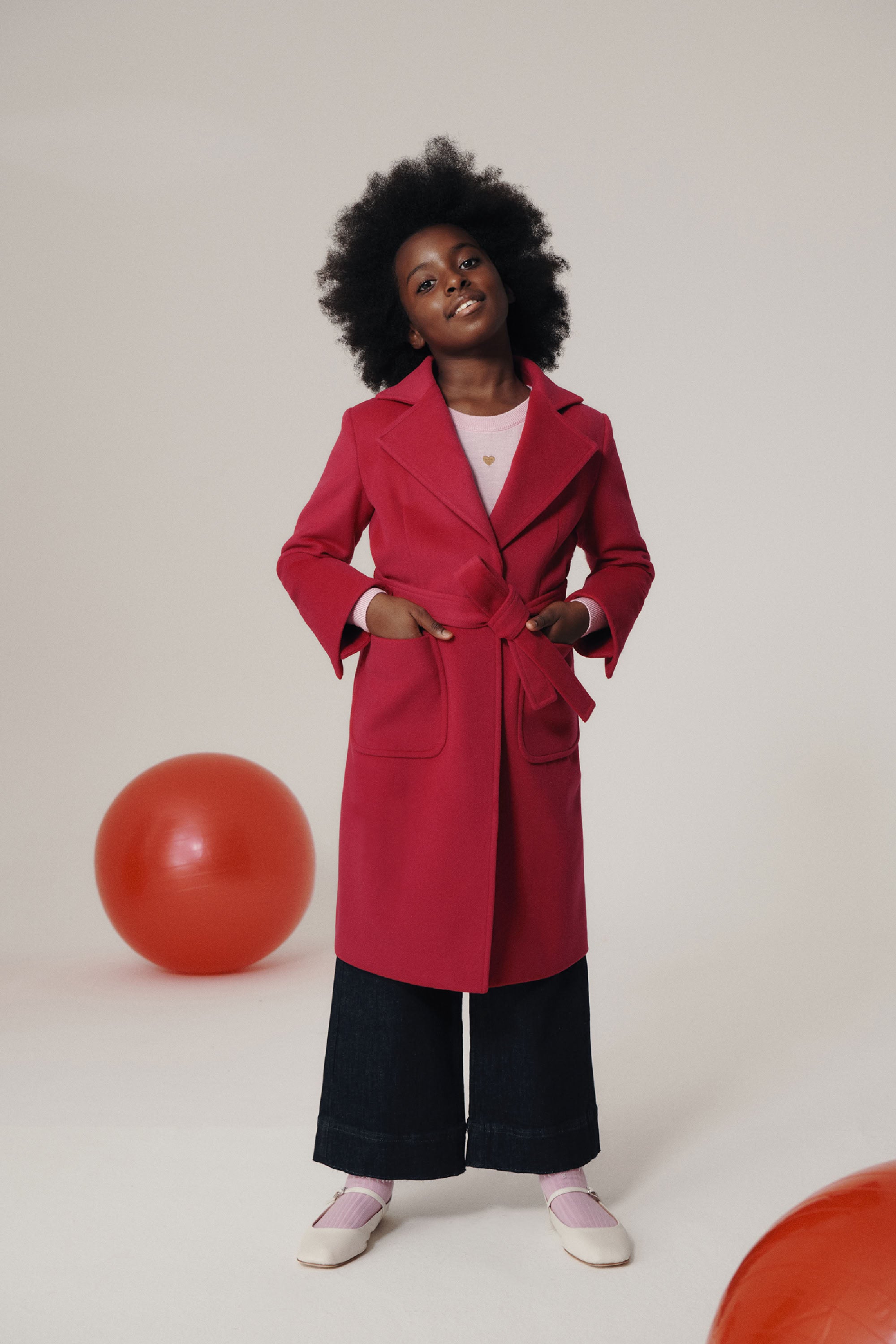 Manteau avec ceinture en laine - Persian Red