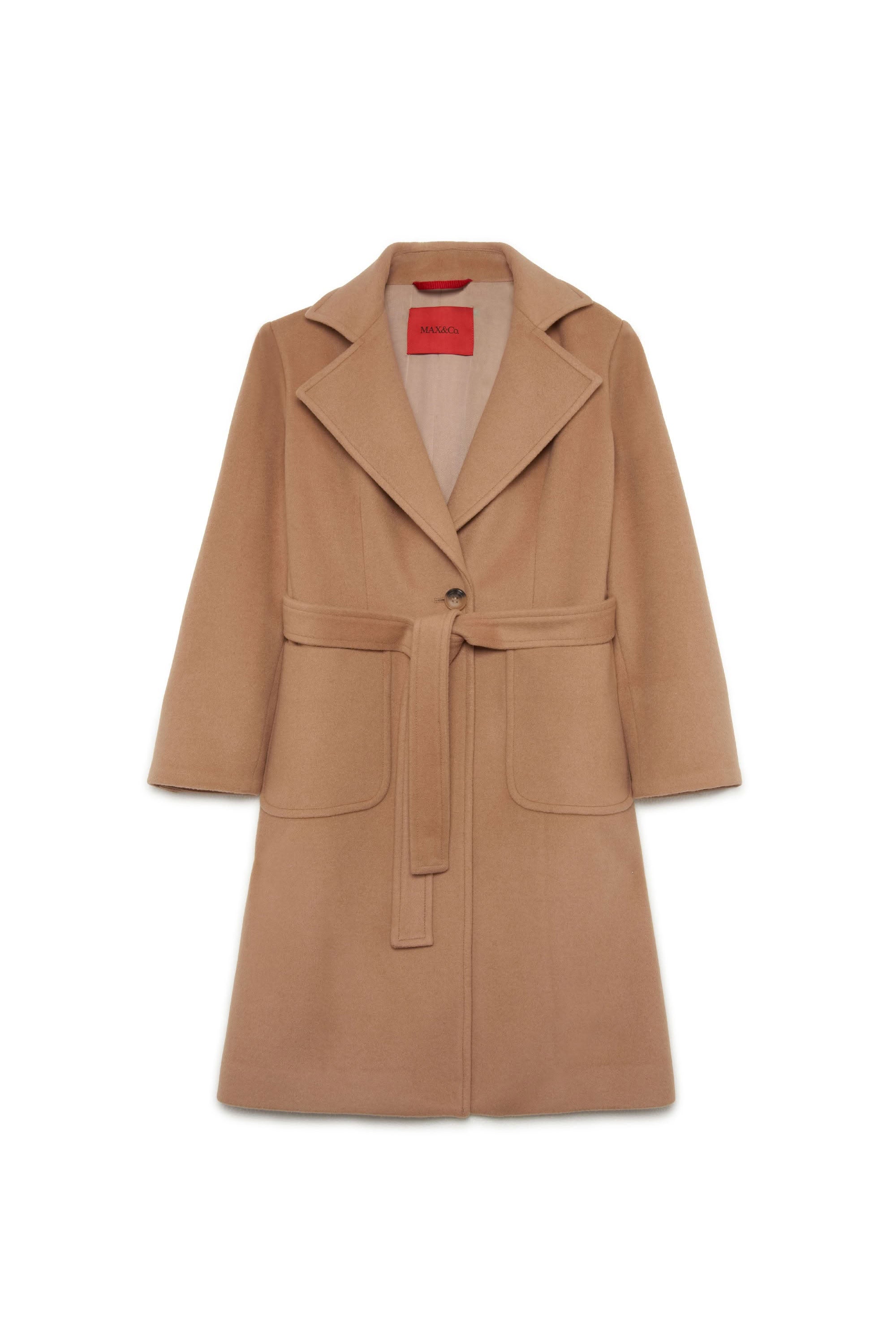 Coat with wool belt - Nougat