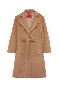 Manteau avec ceinture en laine - Nougat