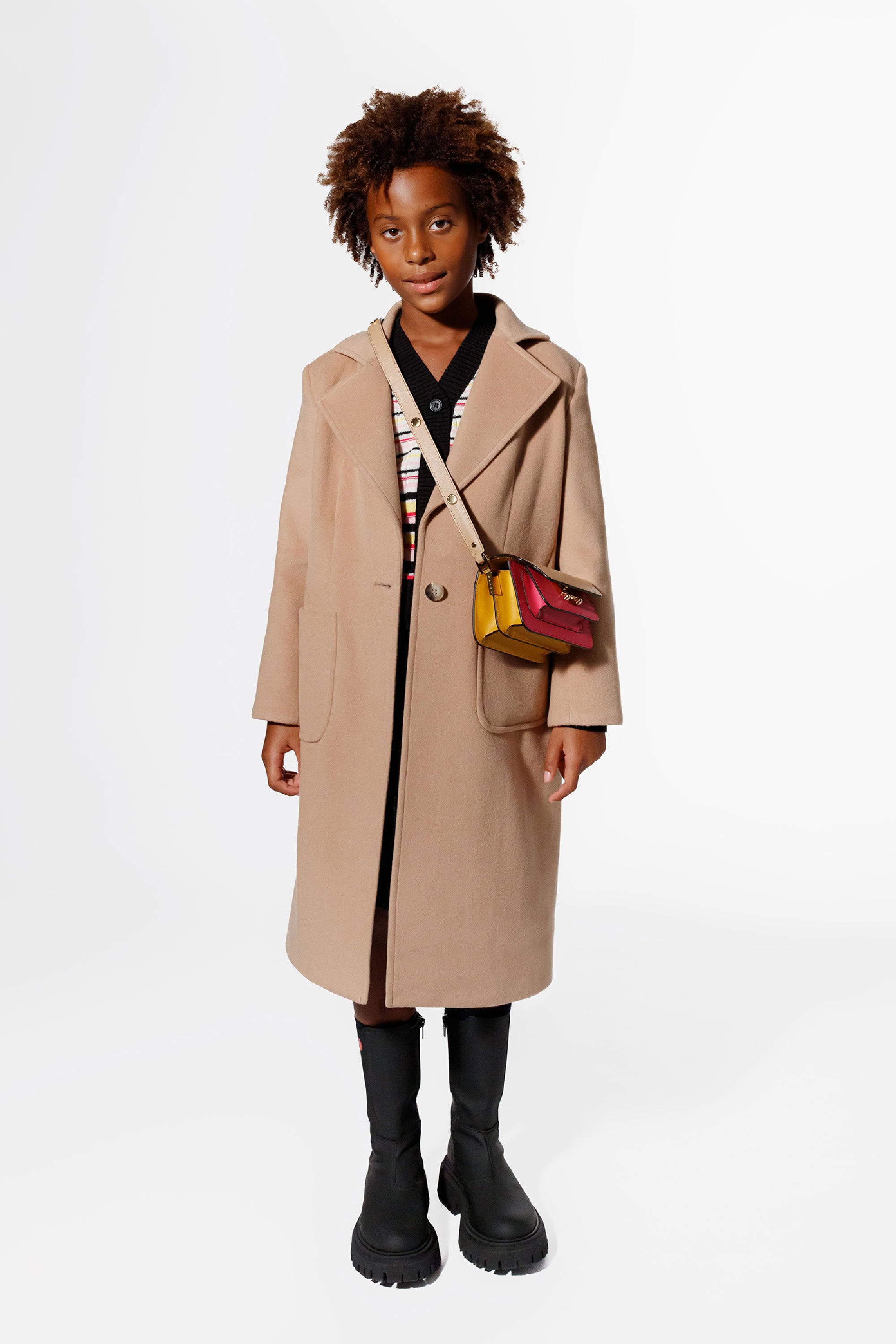 Coat with wool belt - Nougat