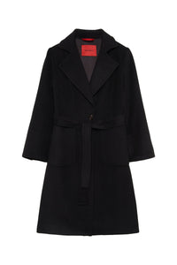 Coat with wool belt - Black