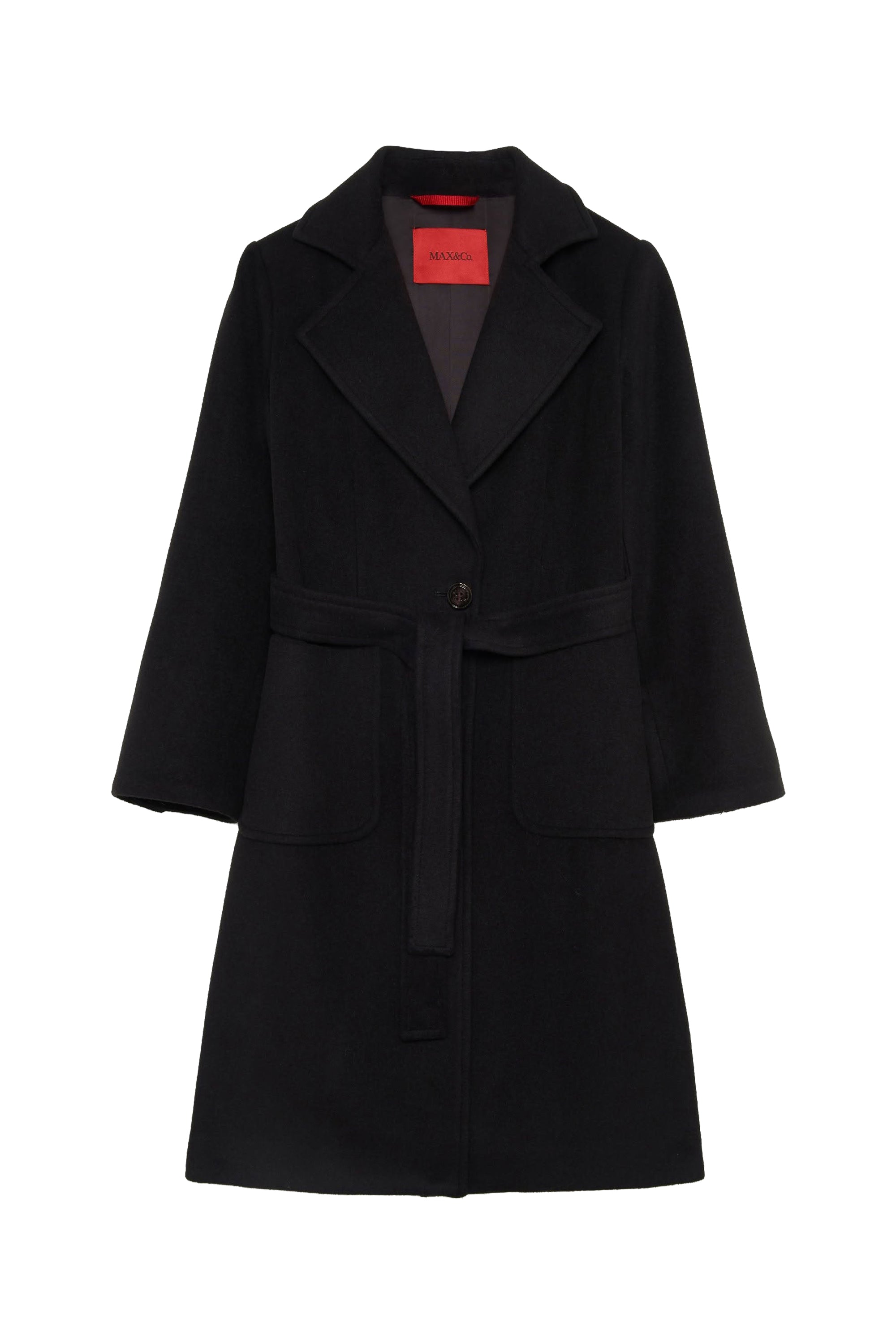 Coat with wool belt - Black