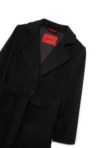 Coat with wool belt - Black