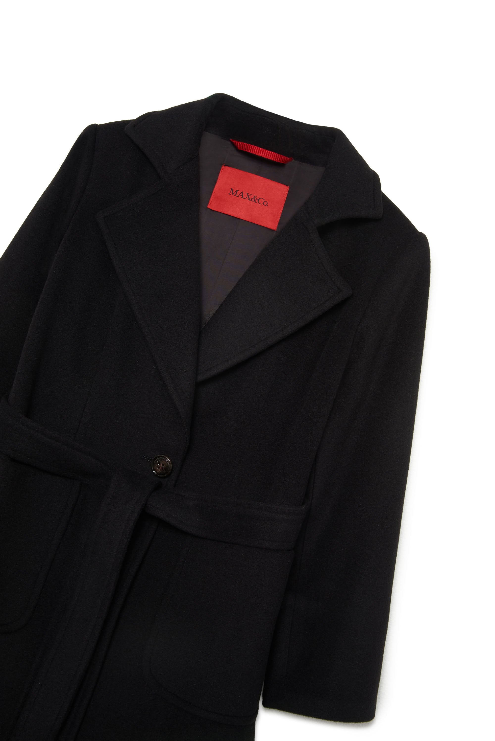 Coat with wool belt - Black