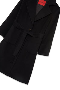 Coat with wool belt - Black