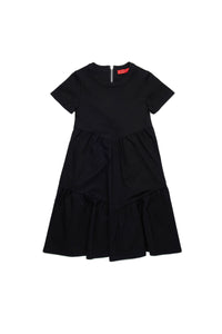 Short-sleeved flared dress - Black