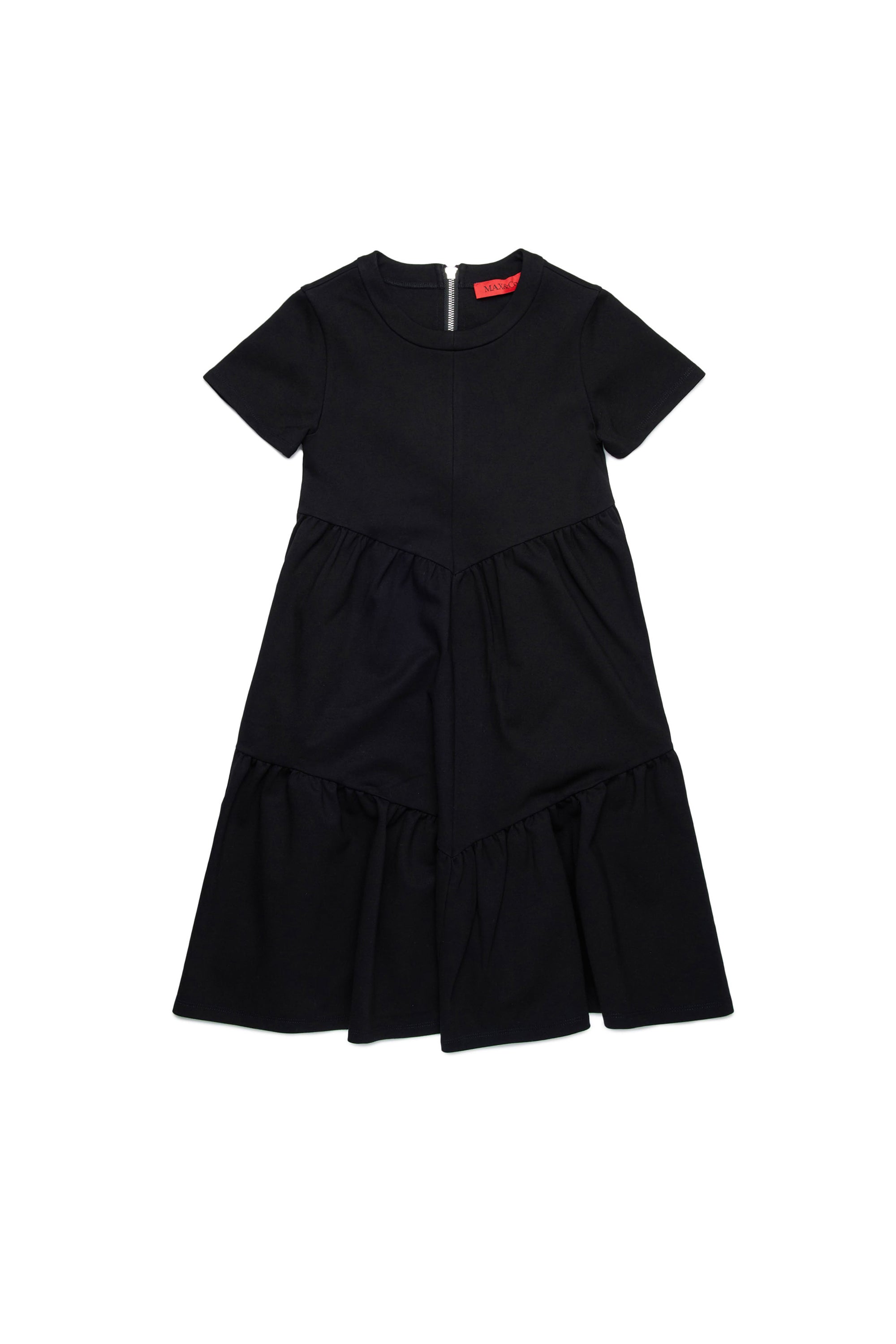 Short-sleeved flared dress - Black