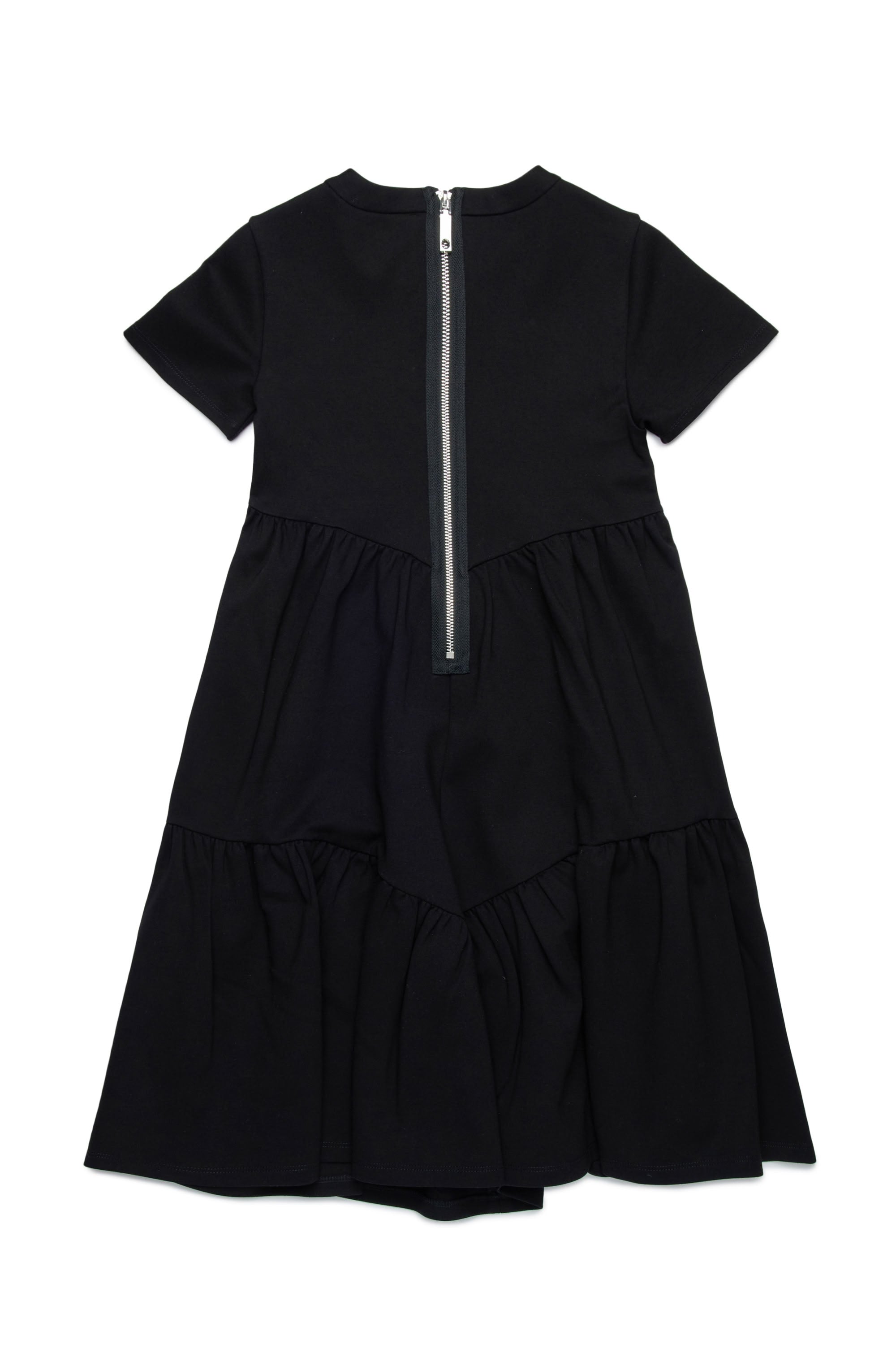 Short-sleeved flared dress - Black