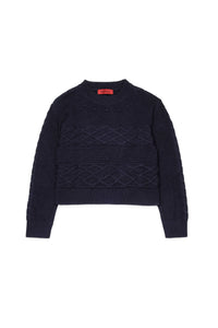 Pull côtelé en laine - Evening Blue