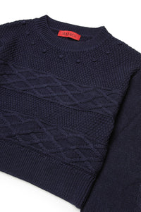 Pull côtelé en laine - Evening Blue