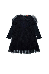Long-sleeved ruffled dress - Black