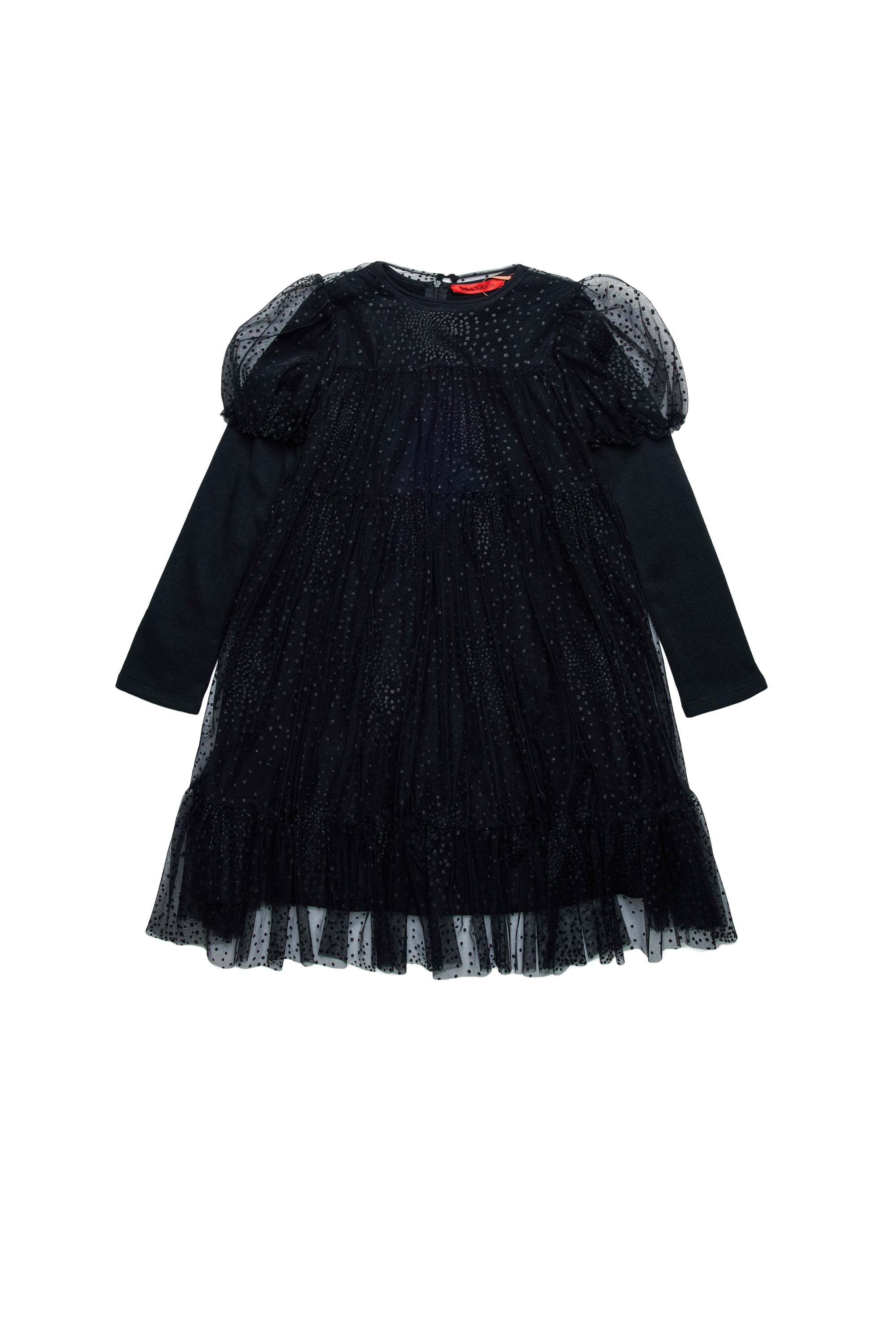 Long-sleeved ruffled dress - Black