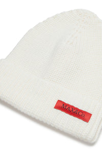 Beanie with wool logo - Buttercream