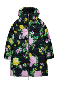 Doudoune longue à imprimé floral - Black