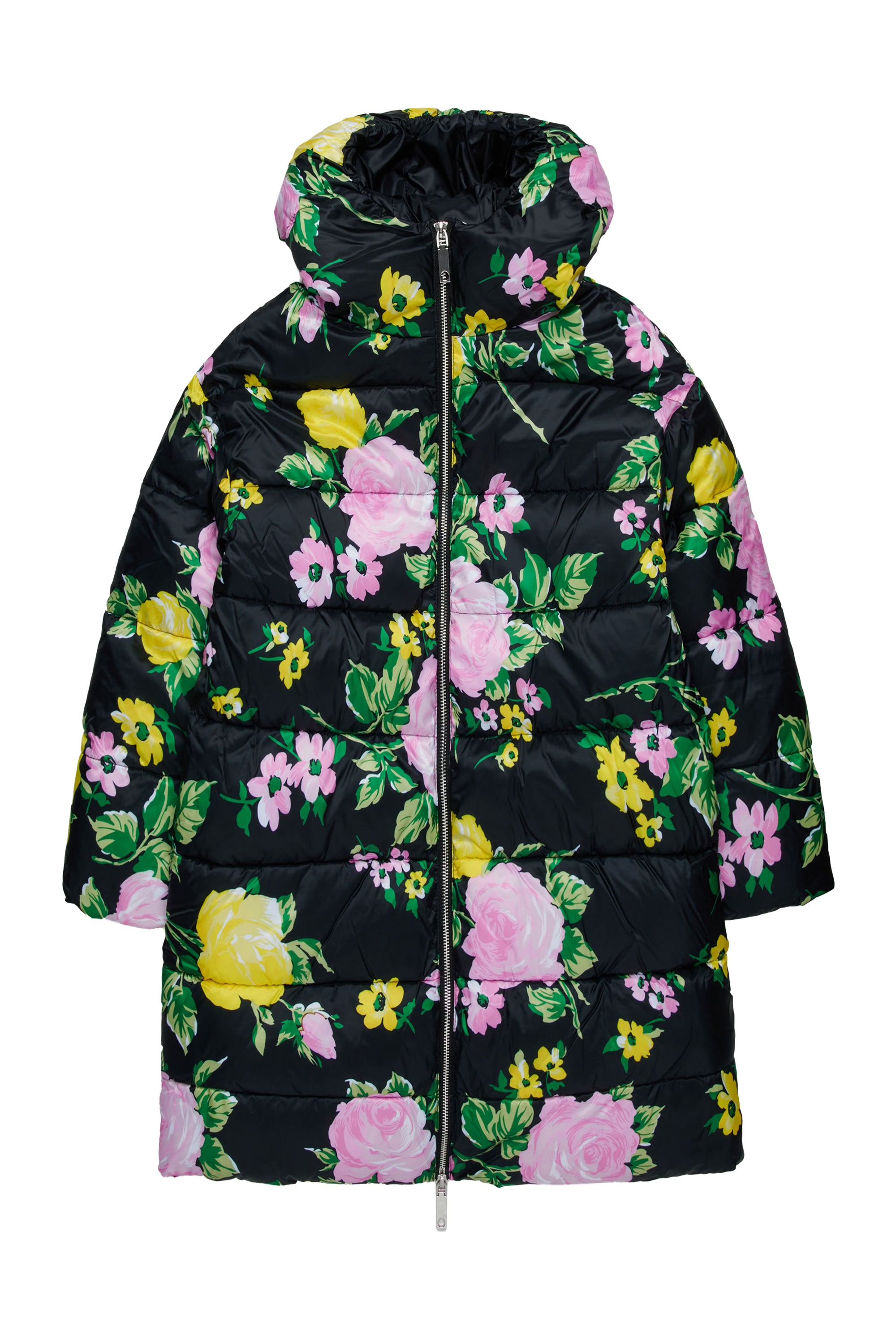 Doudoune longue à imprimé floral - Black