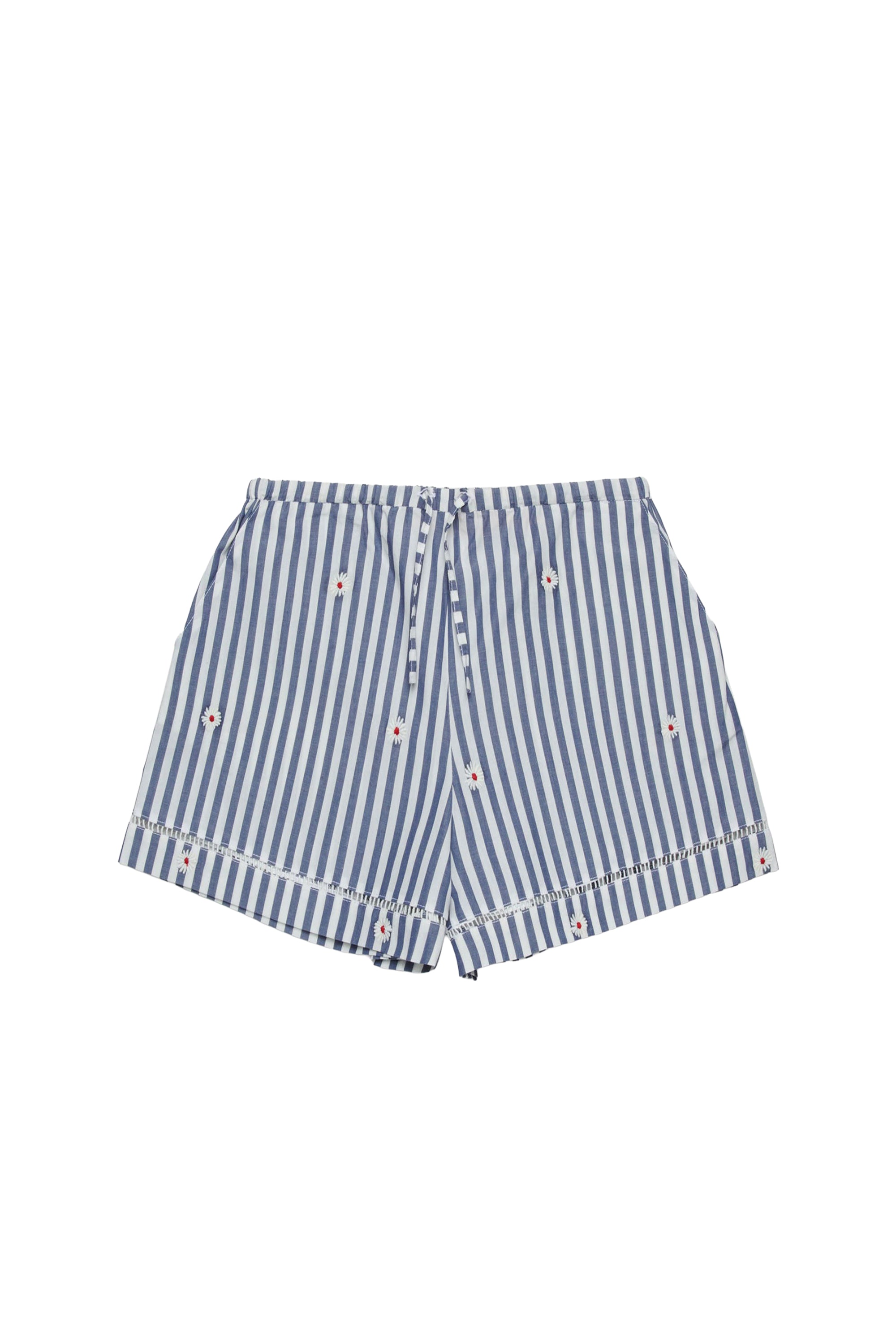 Striped shorts - White & Light Blue