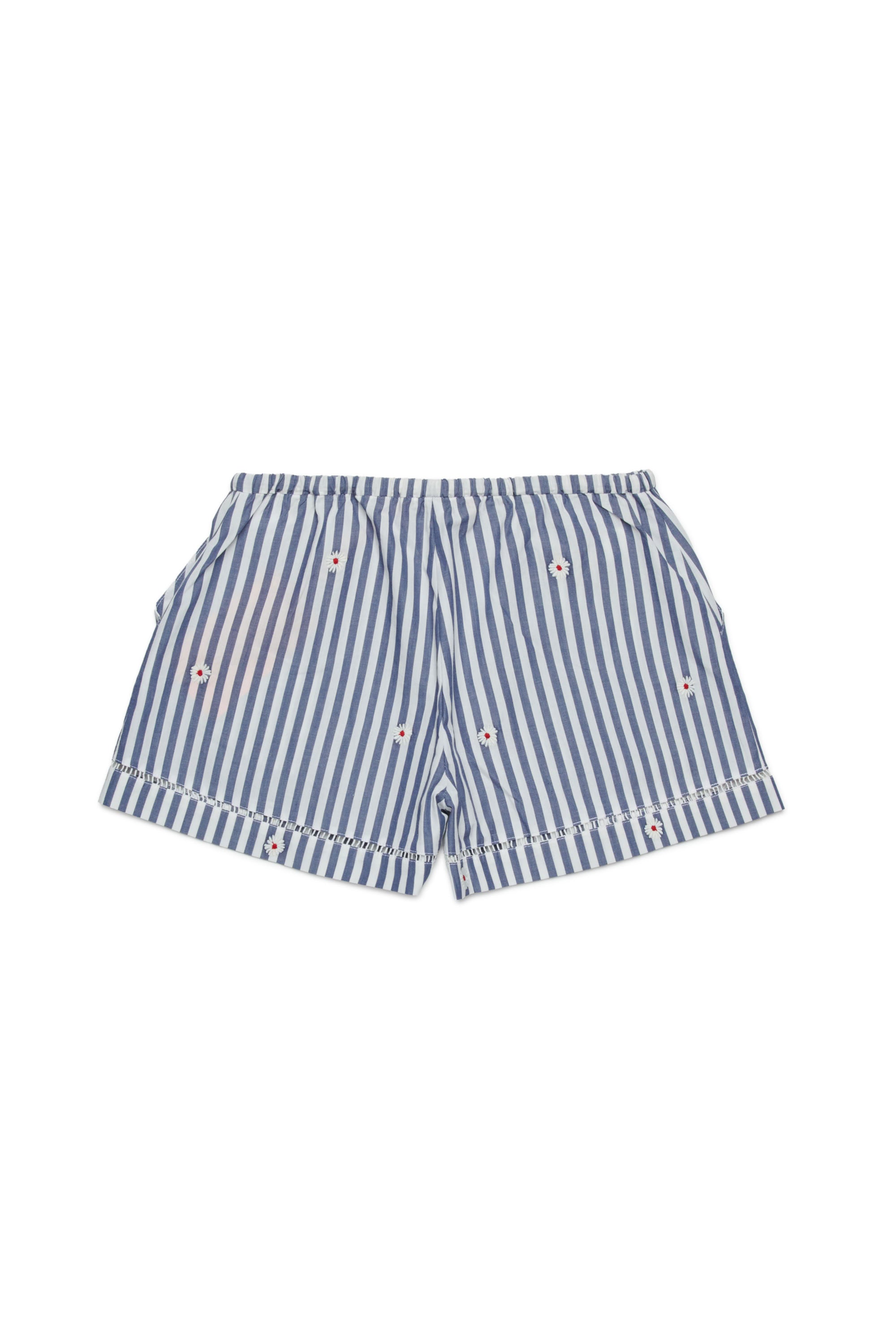 Striped shorts - White & Light Blue