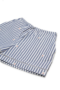 Striped shorts - White & Light Blue
