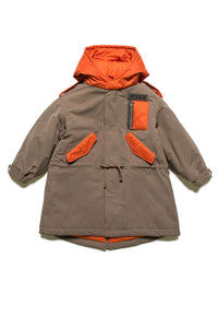 Long hooded parka - Brownish Green