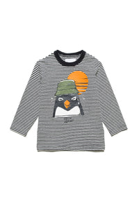 Long-sleeved striped T-shirt - Black