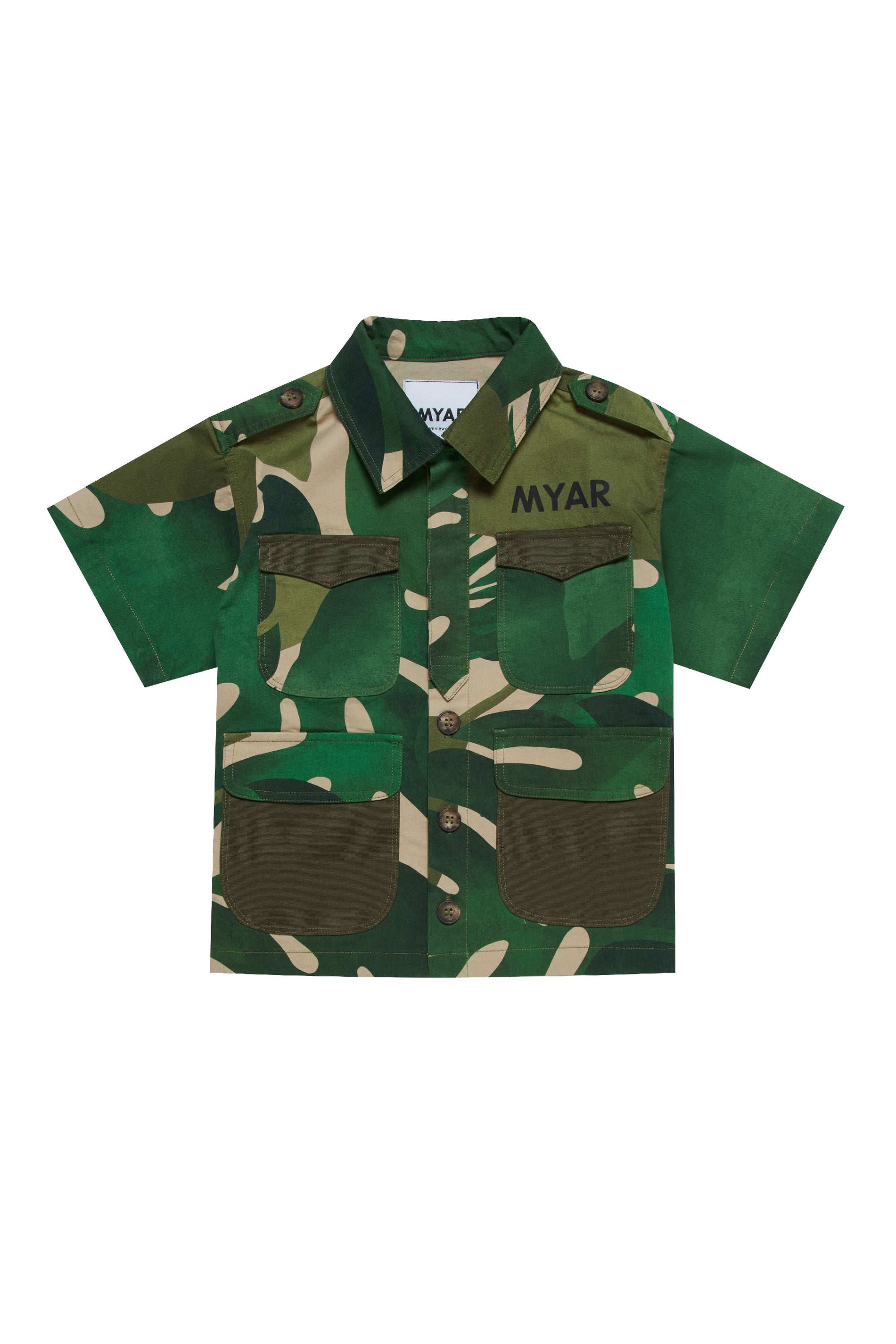 Short-sleeved printed shirt - Green Rain Forest