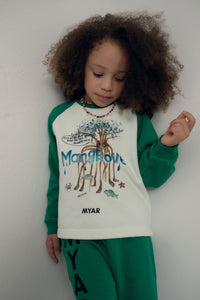 Printed sweatshirt - Off White & Green