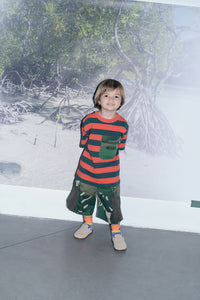 Striped Orange & Green T-shirts - Striped Orange & Green