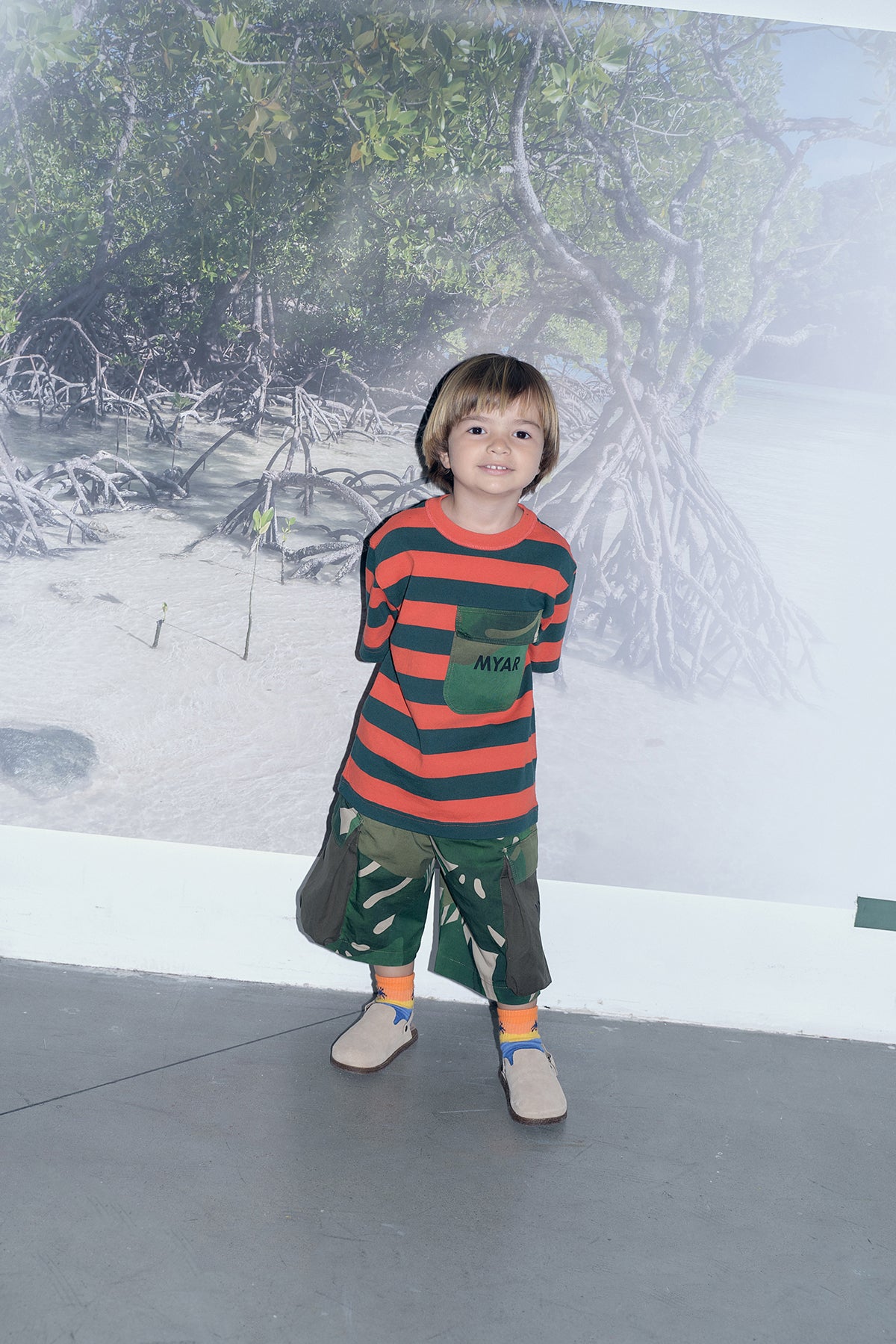 Striped Orange & Green T-shirts - Striped Orange & Green