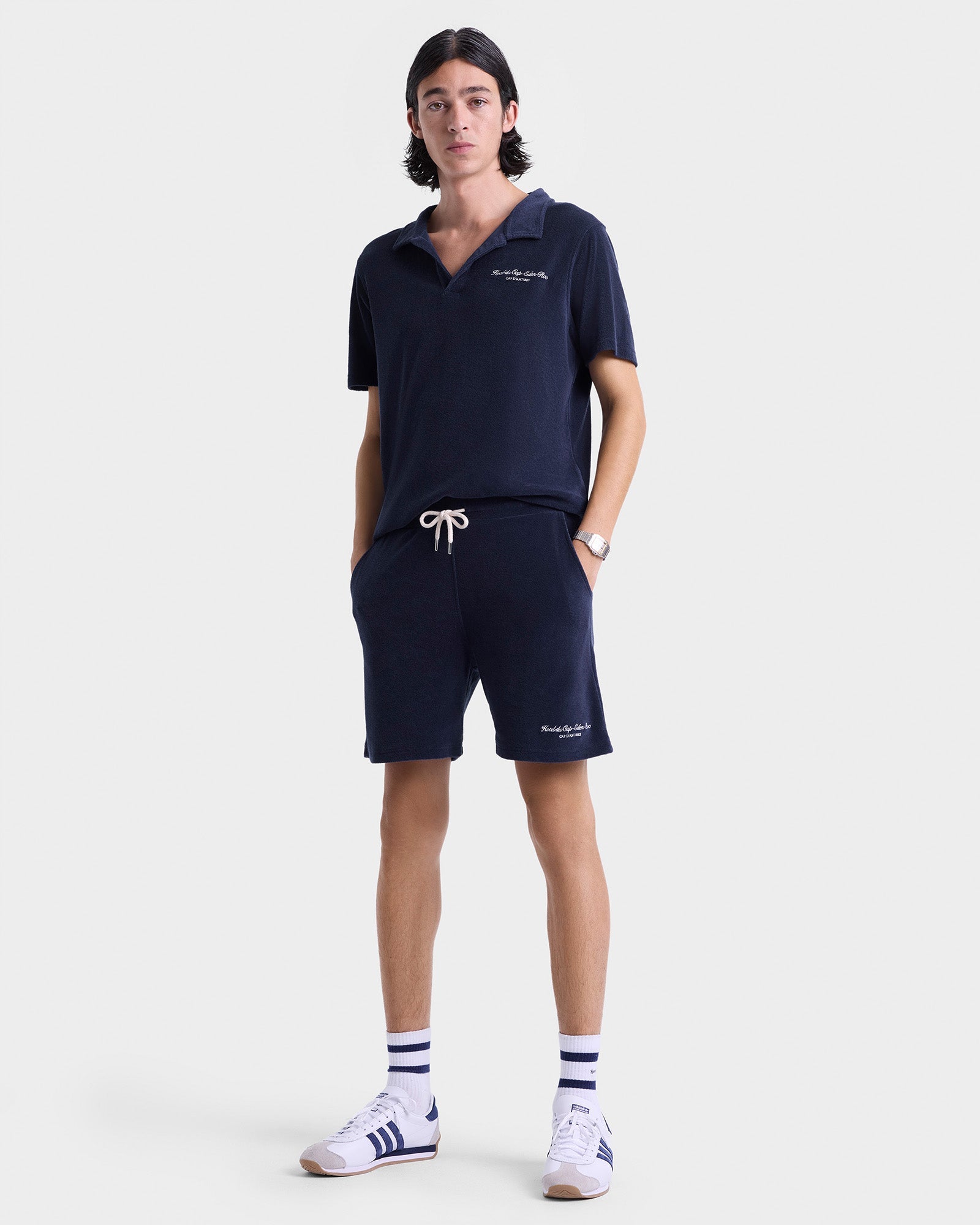 Eden Script Terry Short - Navy & White