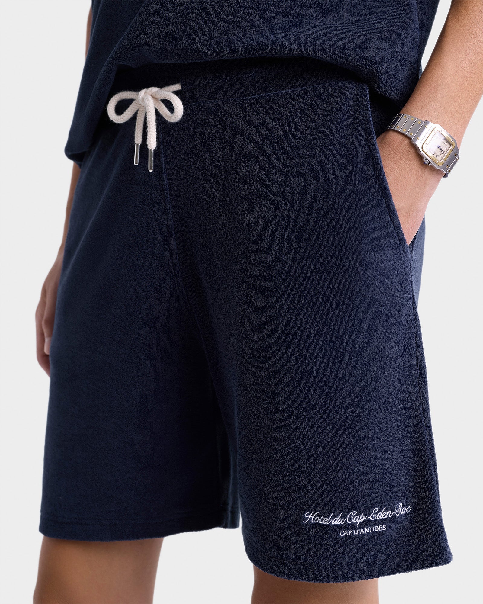 Eden Script Terry Short - Navy & White