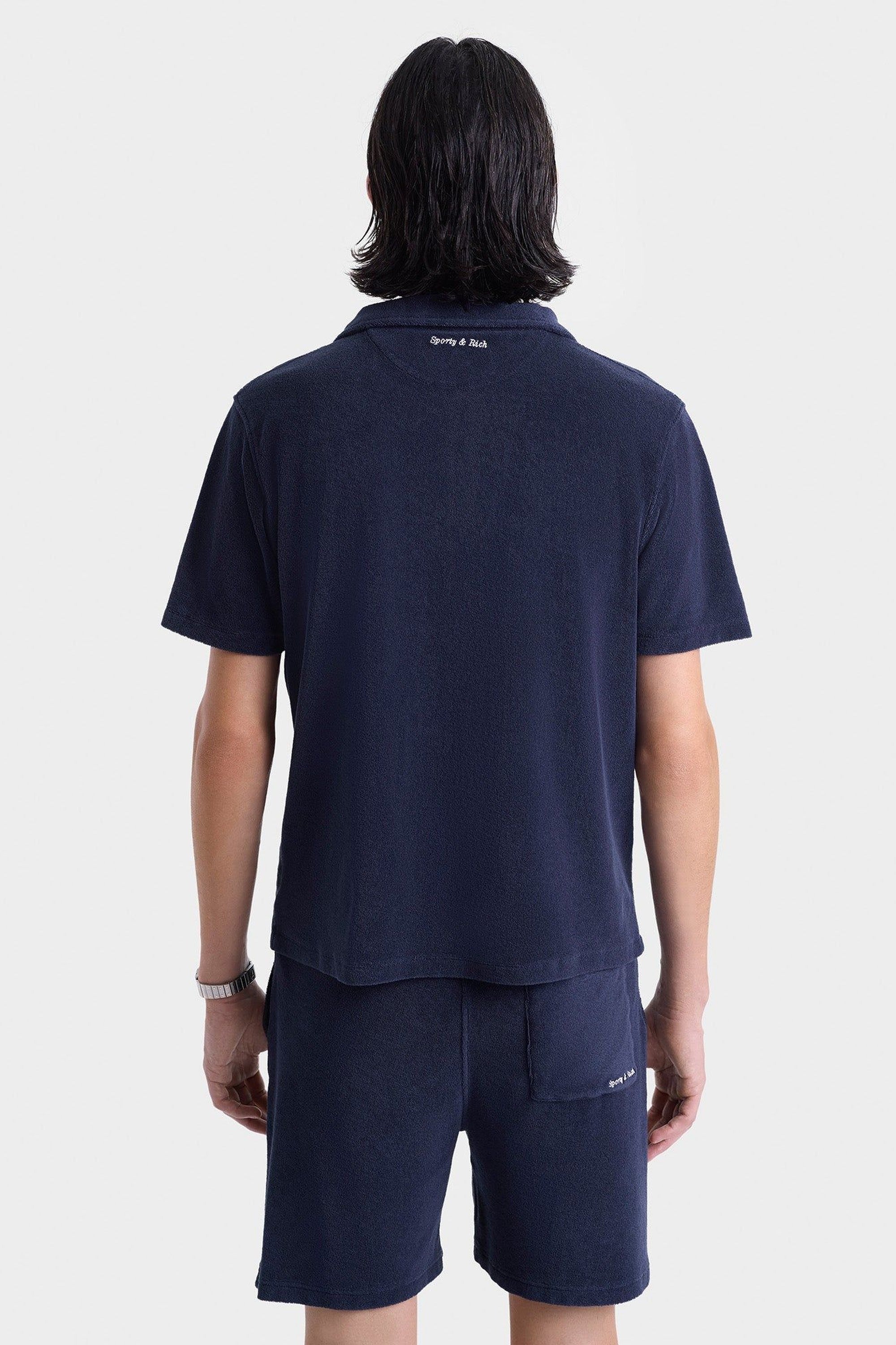 Eden Script Terry Short - Navy & White