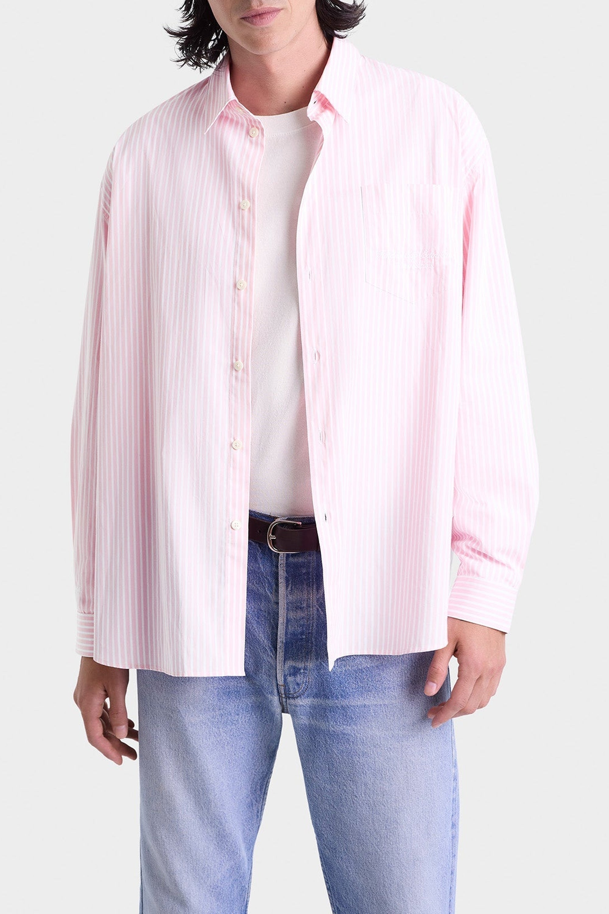 Chemise Eden Script oversize à rayures - Pink & White Stripe