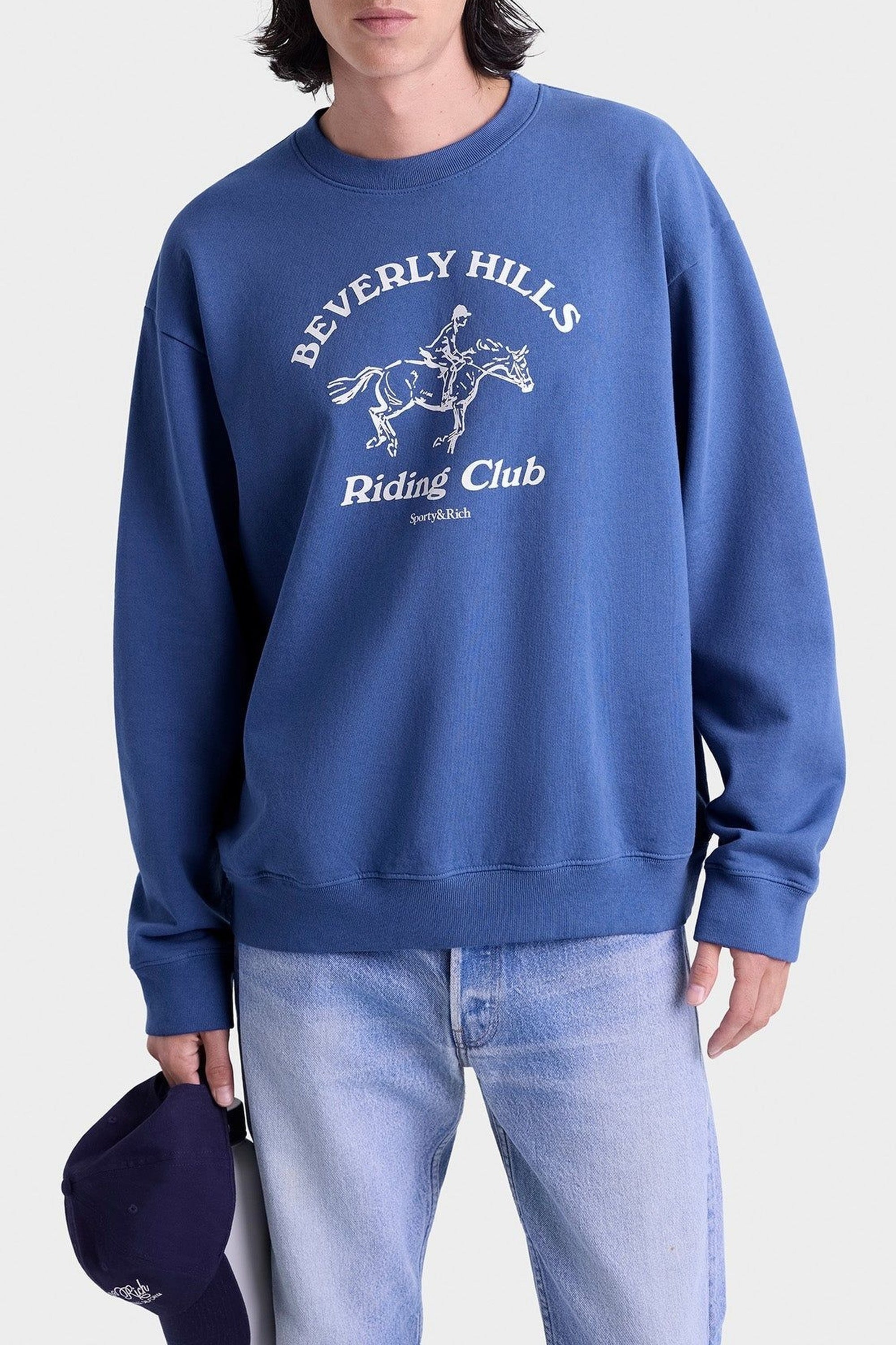 BH Riding Club Crewneck - Pier Blue & Ecru