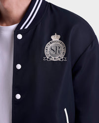 Royal Club Nylon Varsity Jacket - Navy & White