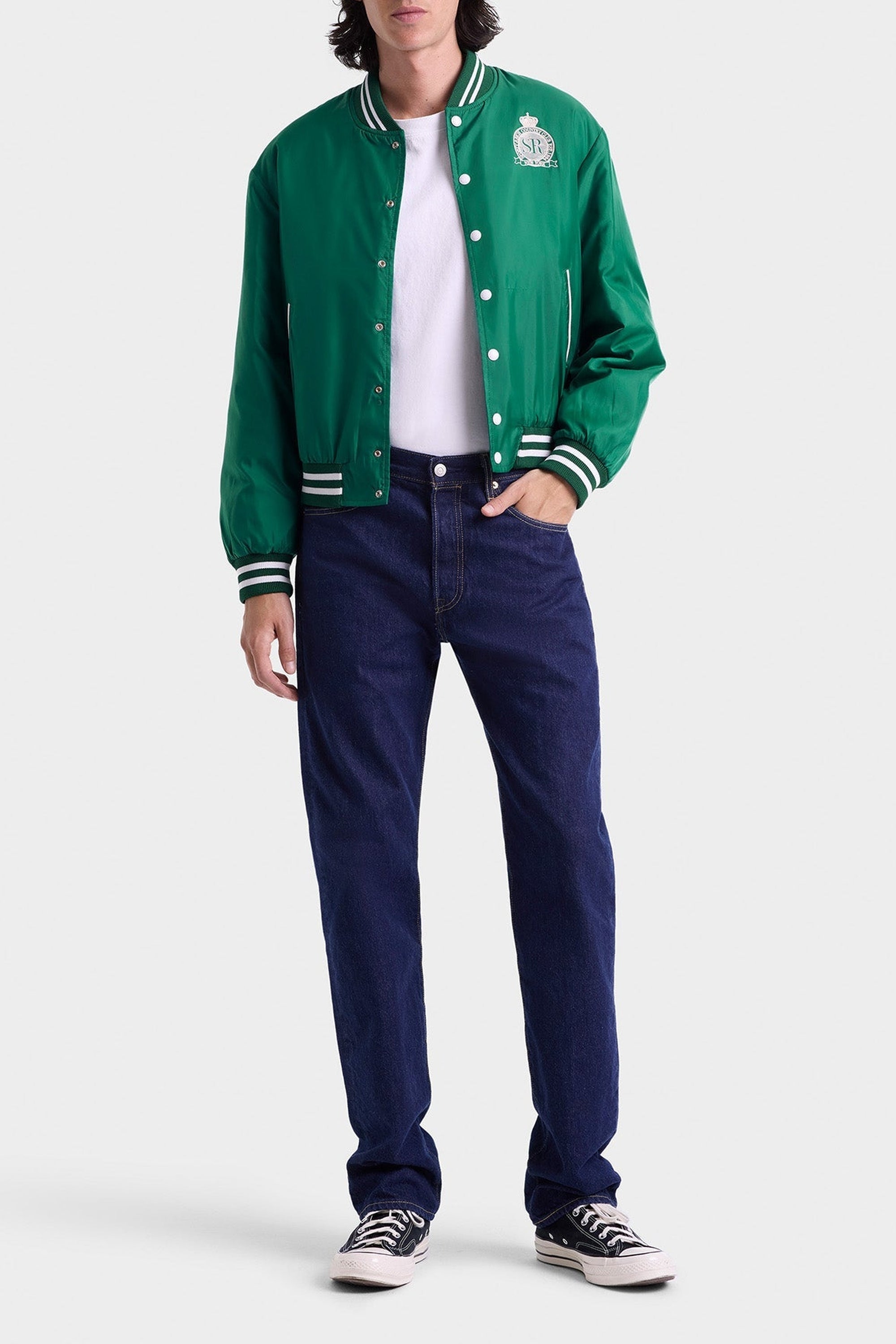 Veste bomber Varsity en satin - Spring Green