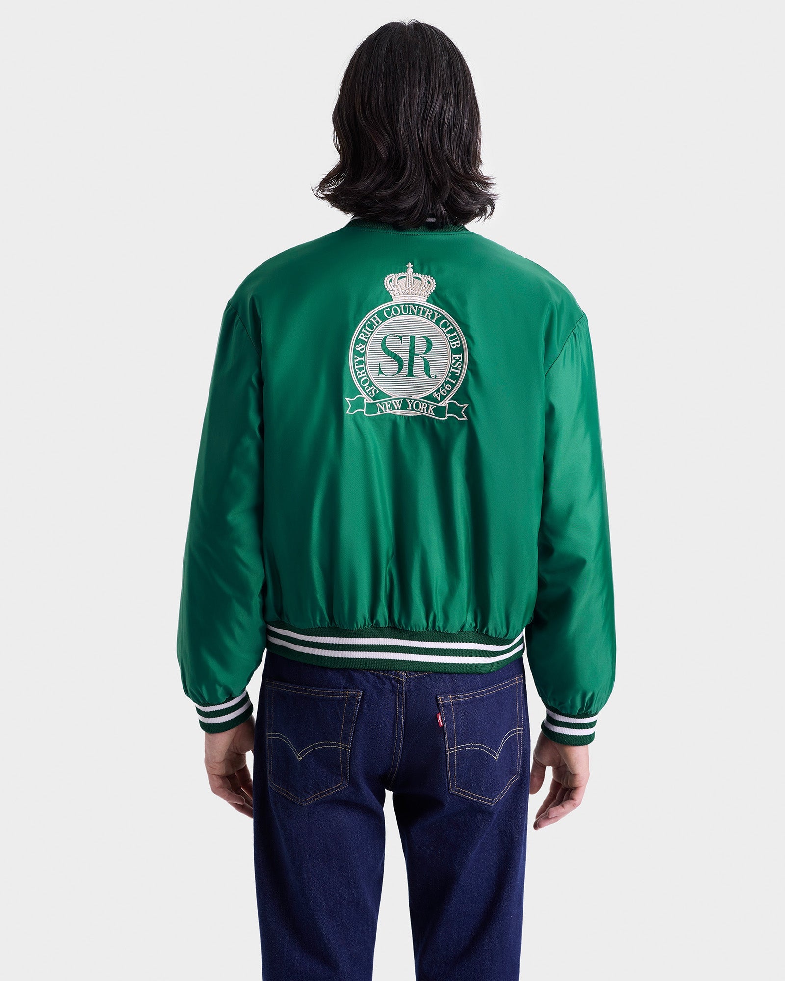 Veste bomber Varsity en satin - Spring Green