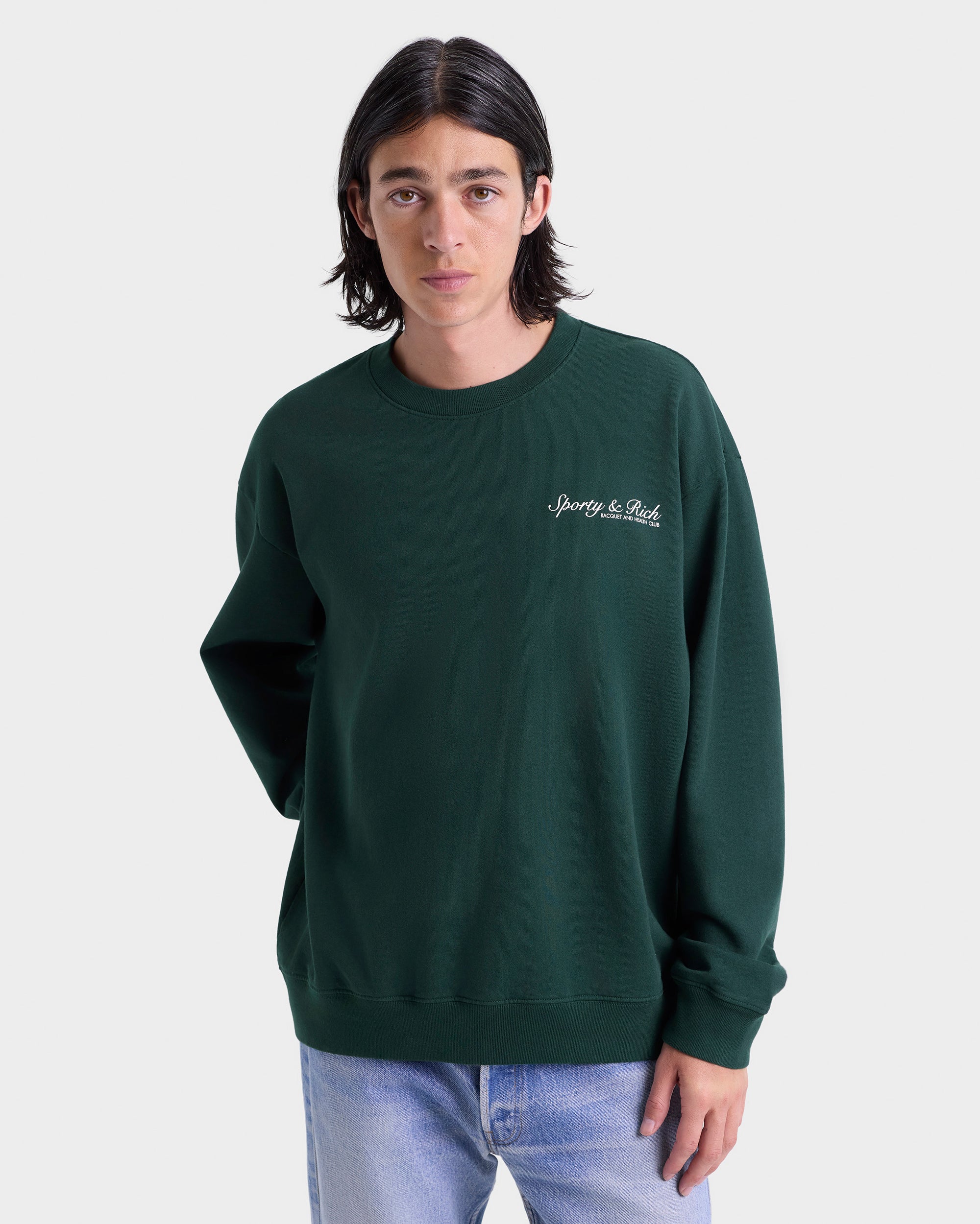 T-shirt à col rond Syracuse - Vert forêt/Blanc