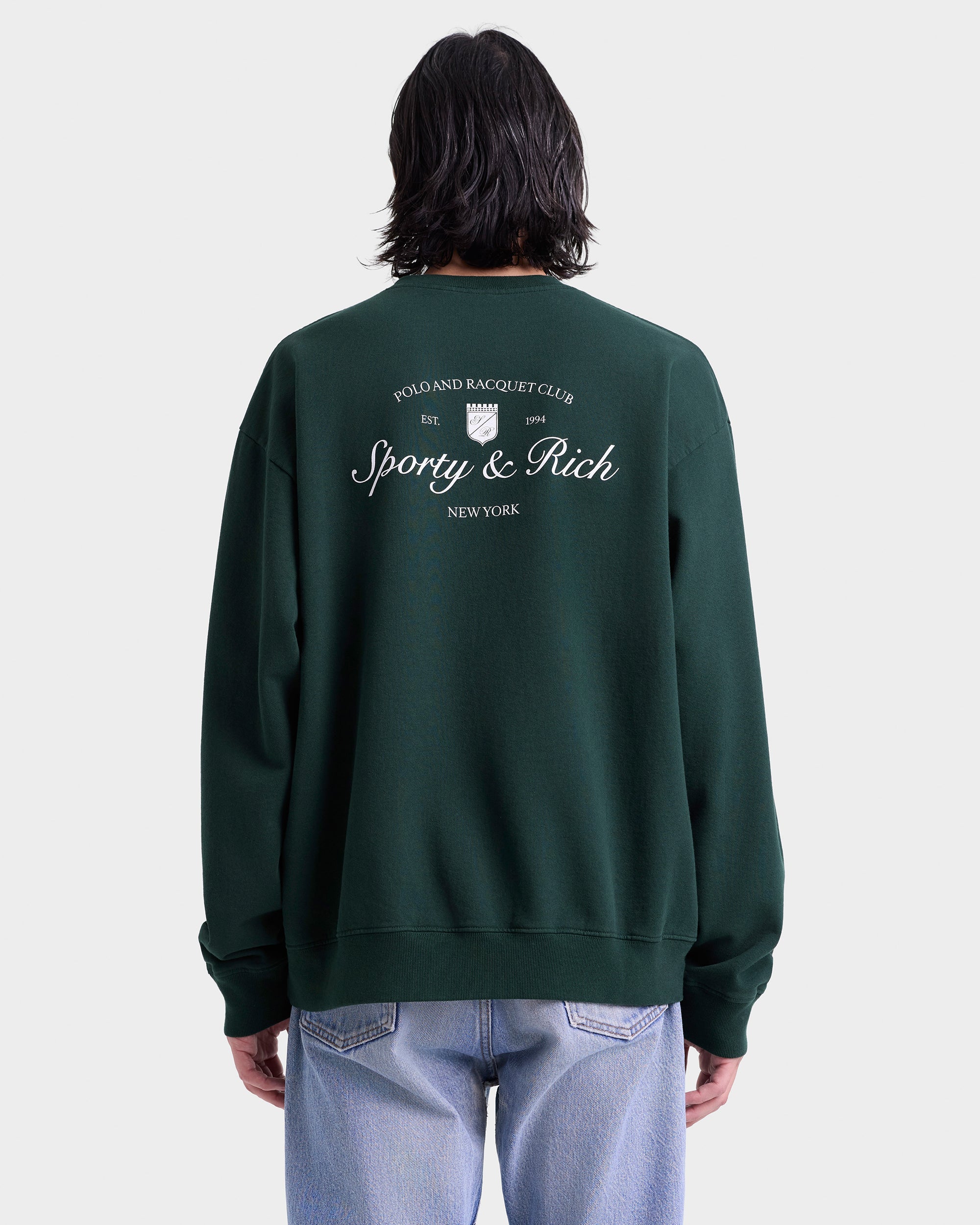T-shirt à col rond Syracuse - Vert forêt/Blanc