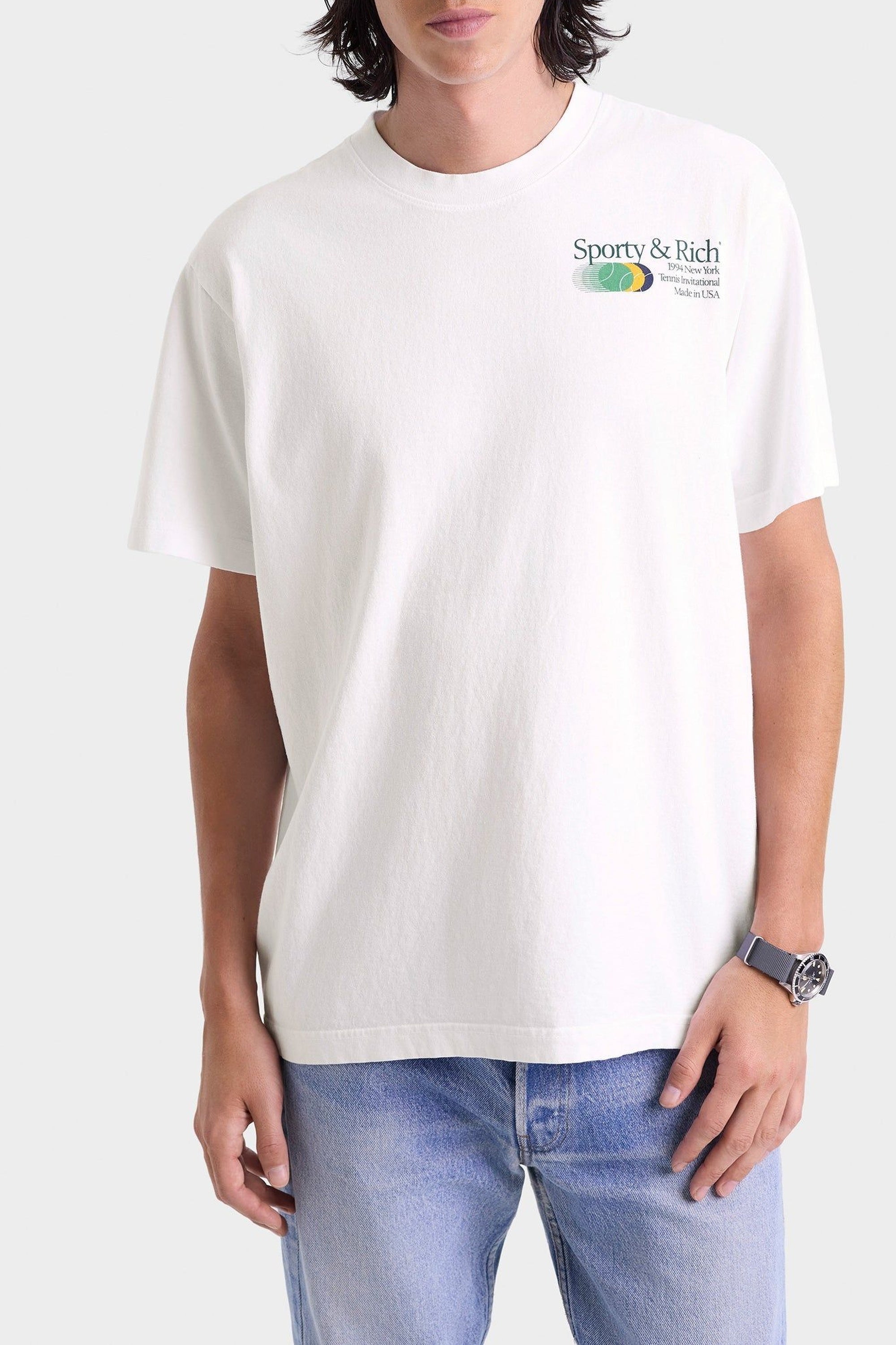 T-shirt oversize Invitational - Blanc & Vert Forêt